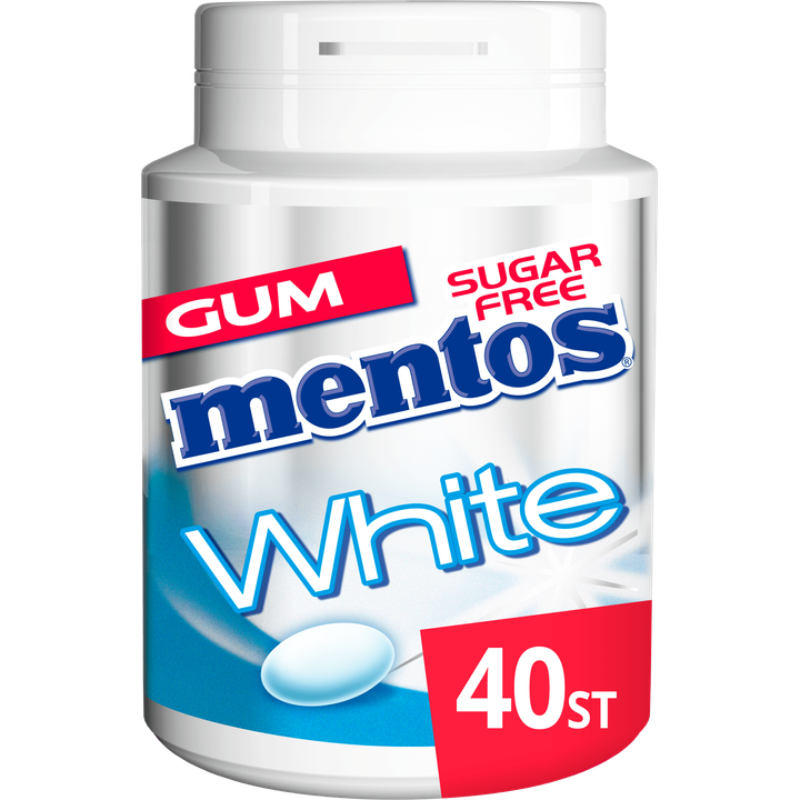 Mentos Gum White Sweet Mint Suikervrij Pot 40 stuks