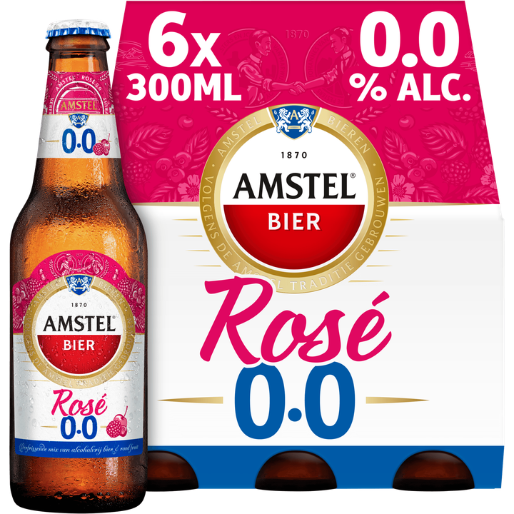 Amstel Bier Rosé 0.0 Flessen 6 x 300 ml