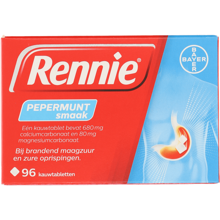 Rennie Pepermunt Kauwtablet bij brandend maagzuur, 96 stuks