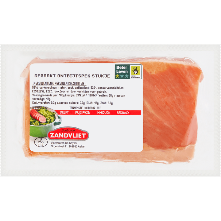 Zandvliet Gerookt Ontbijtspek Stukje ca. 250 g