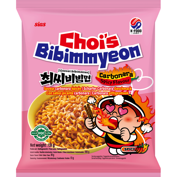 Choi's Bibimmyeon Instant Tarwenoedels Carbonara Pittig 131g