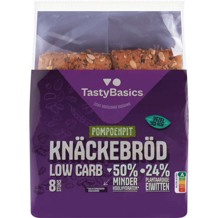 TastyBasics Pompoenpit Knäckebröd 8 Stuks 160 g