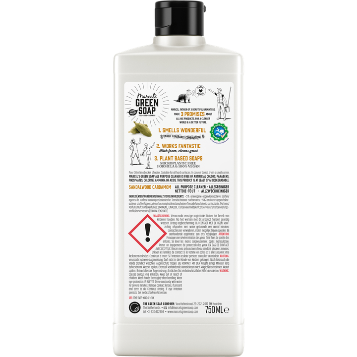 Marcel's Green Soap All-Purpose Spray Refill Sandalwood & Cardamom – 500 Ml, Vegan, Biologisch Abbaubar