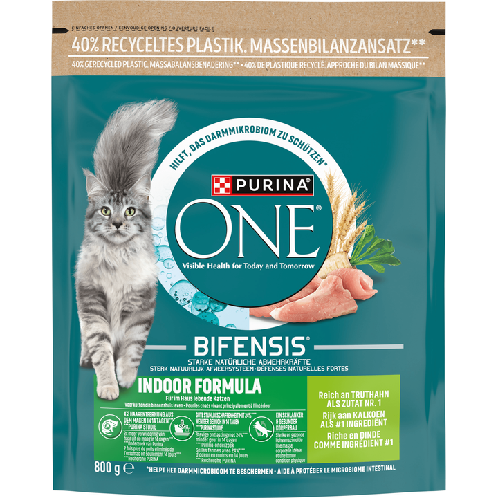 PURINA® ONE Indoor Rijk aan Kalkoen kattenvoer 800 gr