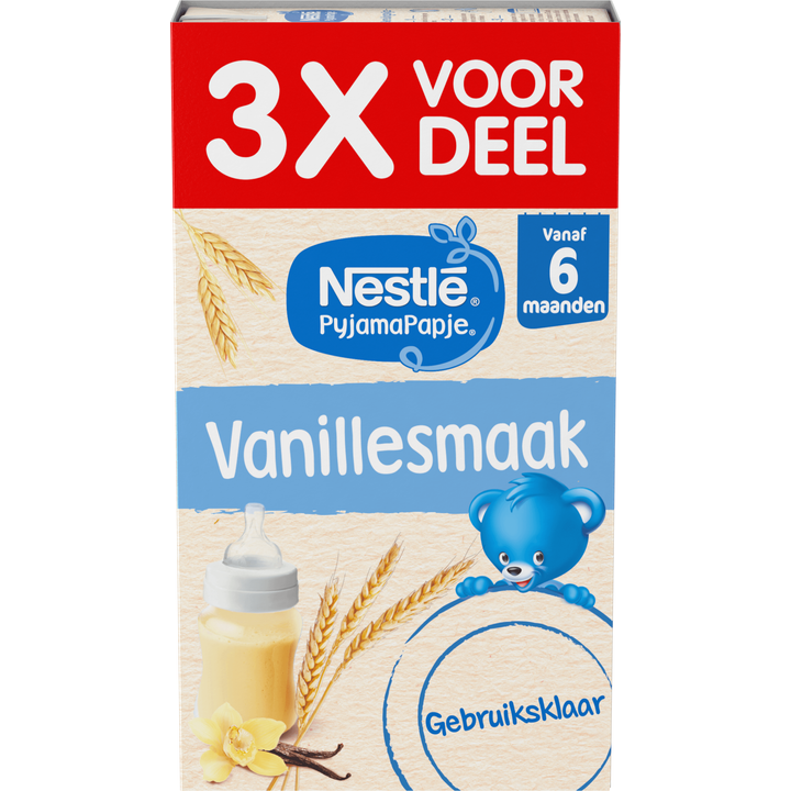 Nestlé PyjamaPapje® Vanillesmaak 6+ maanden baby pap 3 x 250 ml