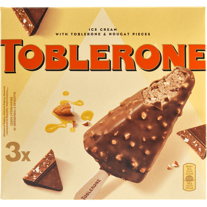 Toblerone Ice Cream with Toblerone & Nougat Pieces 3 Stuks 270 ml
