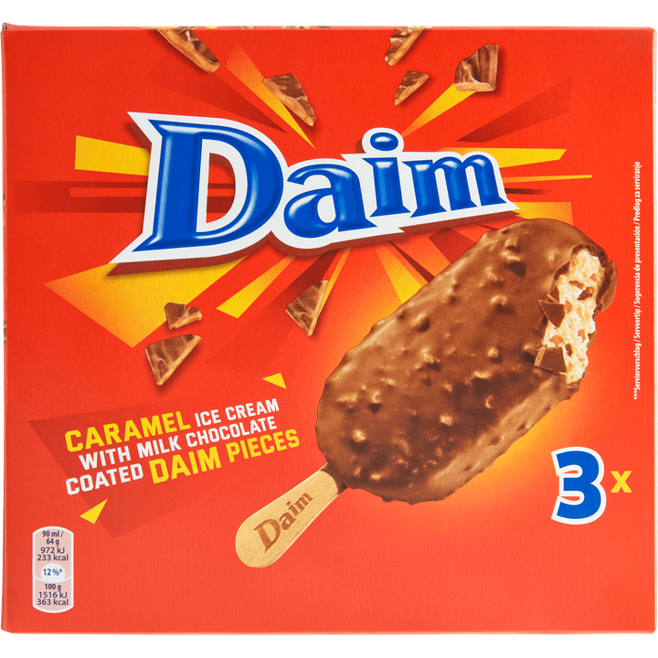 Caramel Ice Cream with Milk Chocolate Coated Daim Pieces 3 Stuks