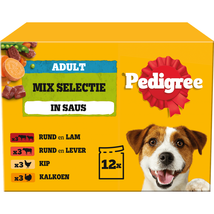 Pedigree Adult Maaltijdzakjes - Mix Selectie in saus - Hondenvoer 12 x 100g