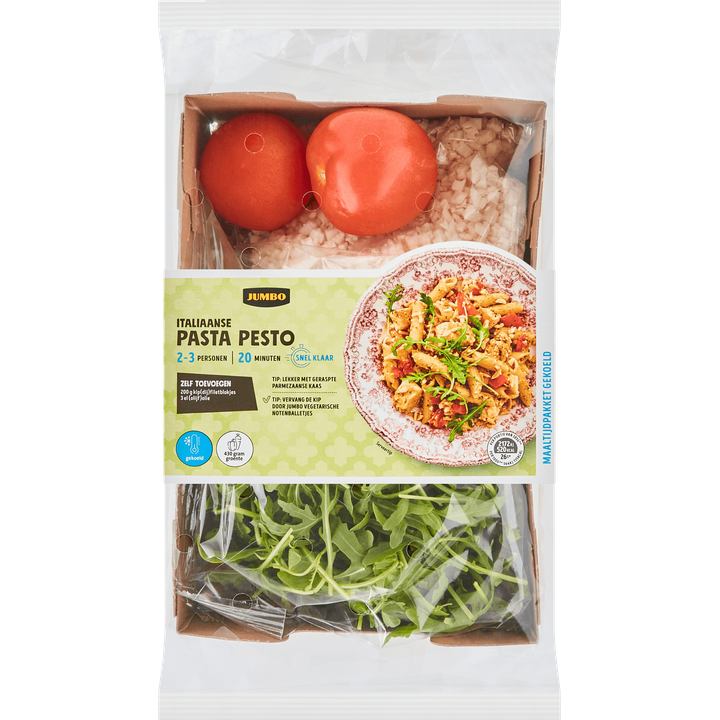 Gesneden Maaltijdpakket Italiaanse Pasta Pesto 2-3 Personen