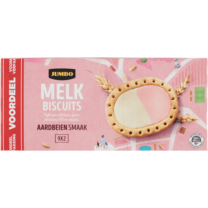 Melkbiscuits Aardbeiensmaak Voordeelverpakking 9 Stuks