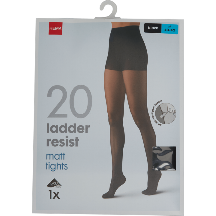 Panty 20D 40/42 Zwart Ladder Resistent