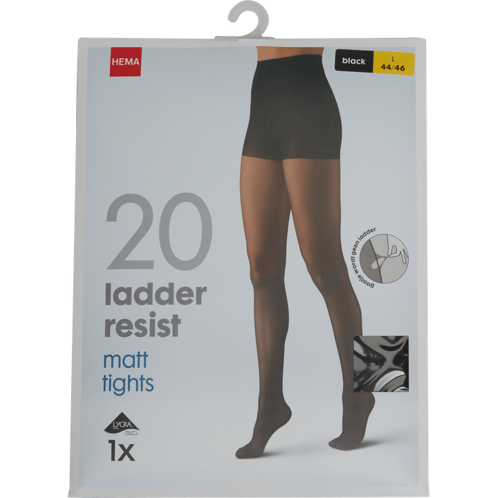 Panty 20D 44/46 Zwart Ladder Resistent
