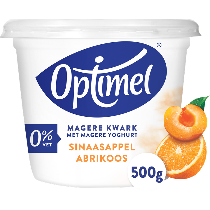 Optimel Magere Kwark met Magere Yoghurt Sinaasappel Abrikoos 0% Vet 500g