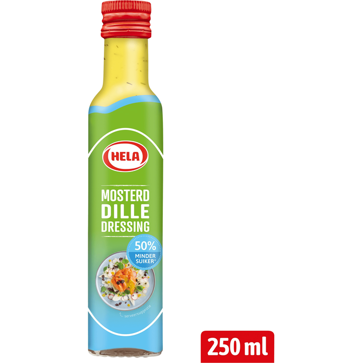 Hela Mosterd-Dille Dressing 50% Minder Suiker 250 ml