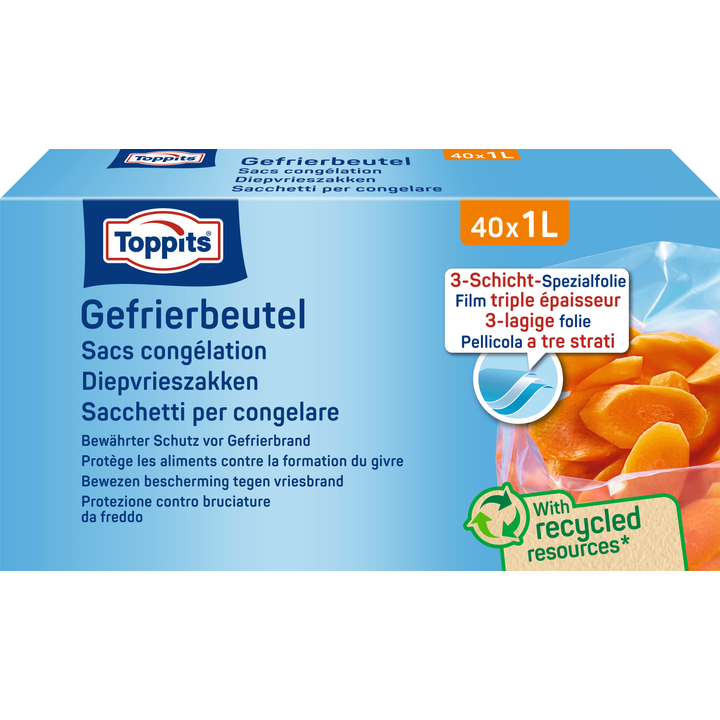 Toppits Diepvrieszakken 1 liter 40 stuks