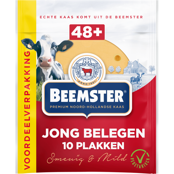 Beemster Jong Belegen Kaas Voordeelverpakking 10 Plakken 0,250 kg