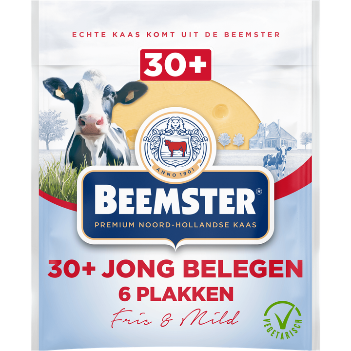 Beemster 30+ Jong Belegen Kaas 6 Plakken 0,150 kg