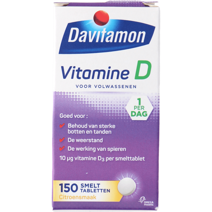 Davitamon Vitamine D smelttabletten voor volwassenen, 150 stuks