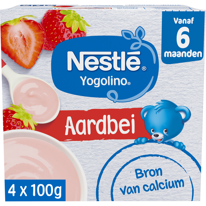 Nestlé Yogolino Aardbei 6+ Maanden Baby Toetje 4 x 100 g