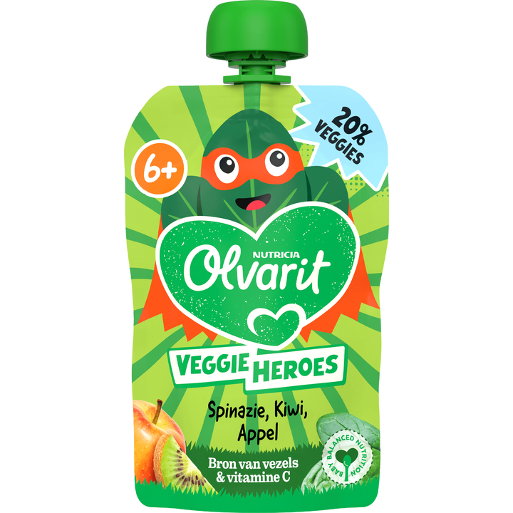 Olvarit 6+ Maanden Knijpfruit Spinazie, Kiwi, Appel 100 g