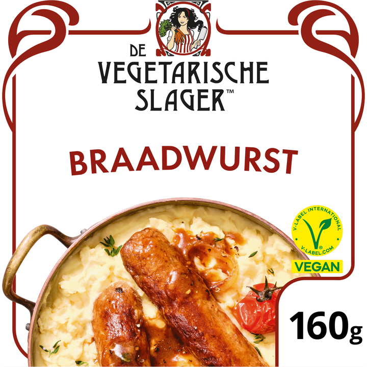 De Vegetarische Slager Braadwurst Vegan 160 g