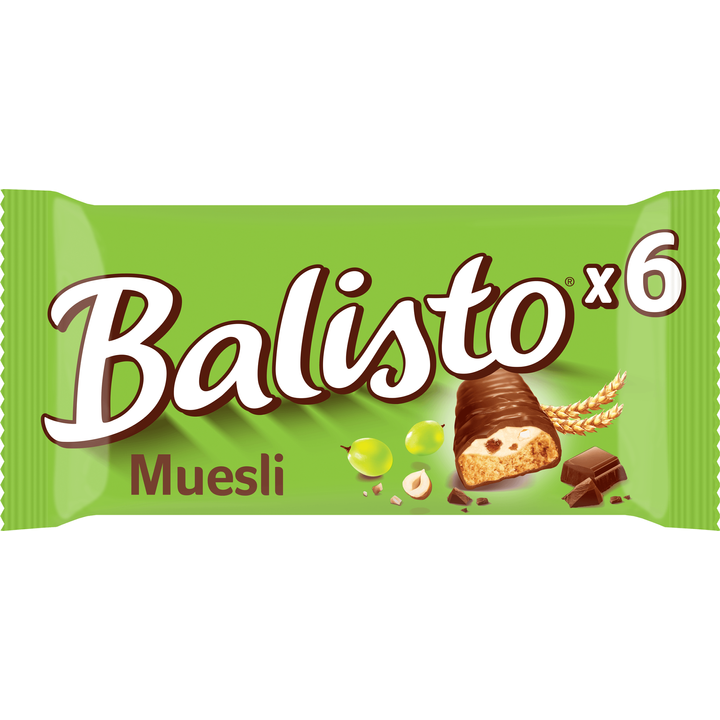 MUESLI Melkchocolade met biscuit rozijnen 6* Multipack