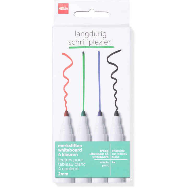 Langdurig Schrijfplezier! Whiteboard Merkstiften 4 Stuks