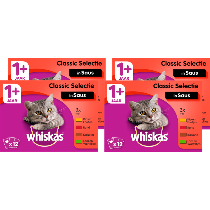 WHISKAS Fischdelikatessen mit Lachs und Thunfisch in Gelee 4x85g :: Kat :: Kattenvoer en Snacks