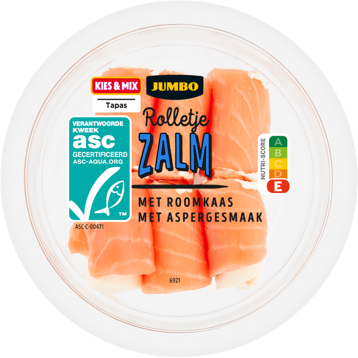 Rolletje Zalm met Roomkaas met Aspergesmaak