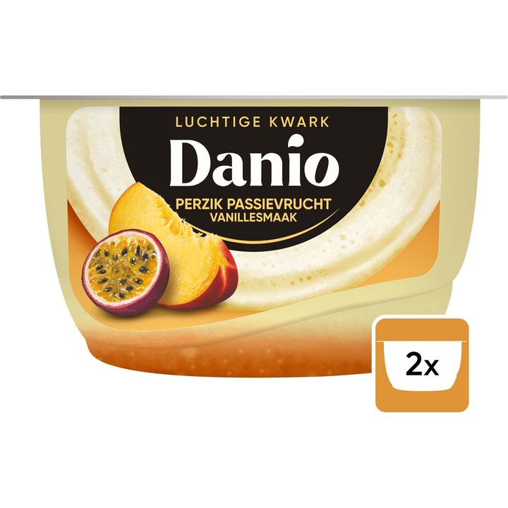 Danio Luchtige Kwark Vanille Perzik Passievrucht 2 x 125g