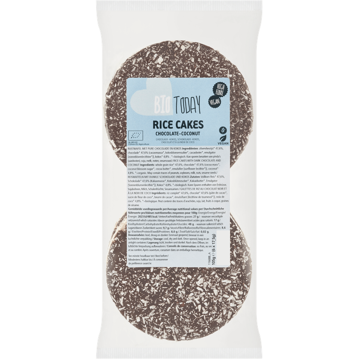 BioToday Rice Cakes Chocolade-Kokos 6 x 17,5 g