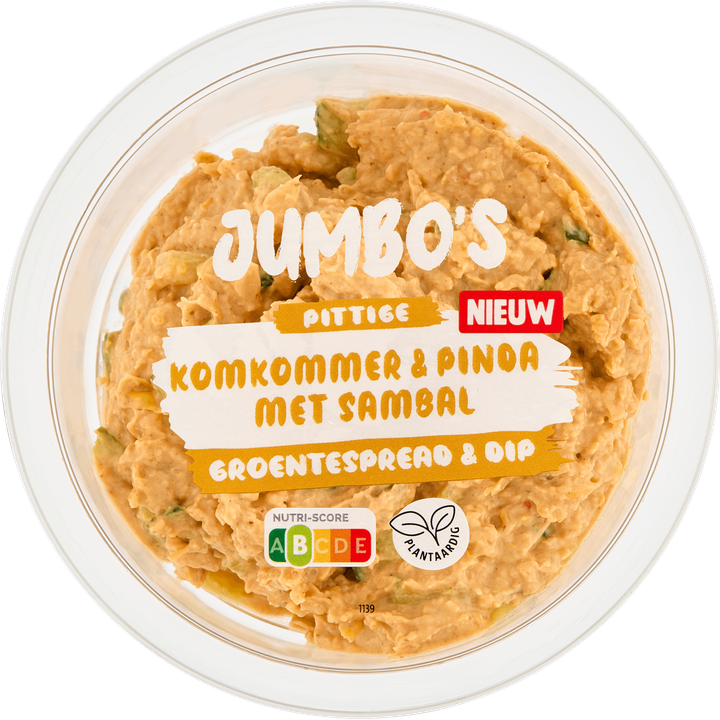 Jumbo's Groentespread & Dip Pittige Komkommer & Pinda met Sambal 150 g