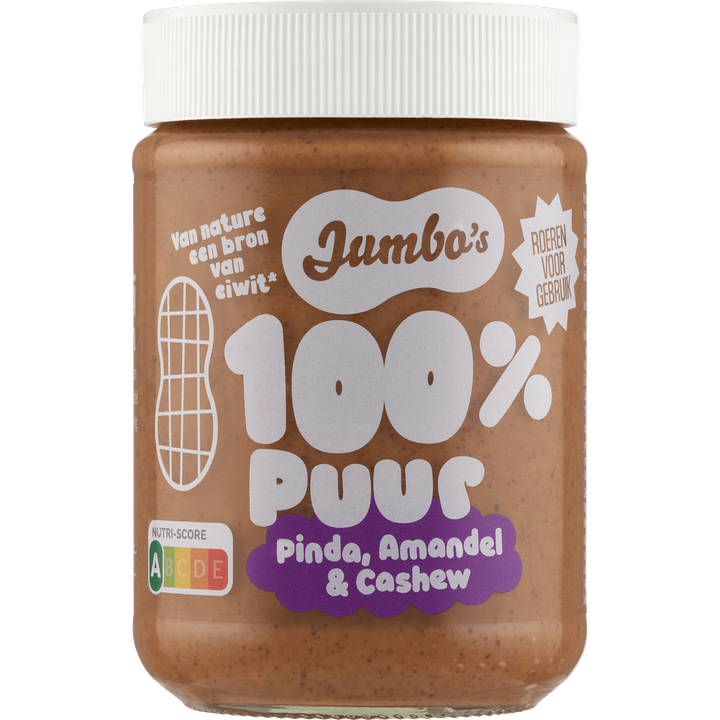 Jumbo's 100% Puur Notenpasta Pinda, Amandel & Cashew 350 g