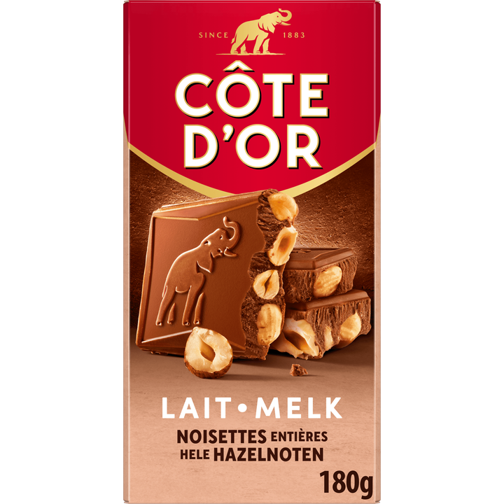 Côte d'Or Bloc Chocoladereep Melk Hele Hazelnoten 180g