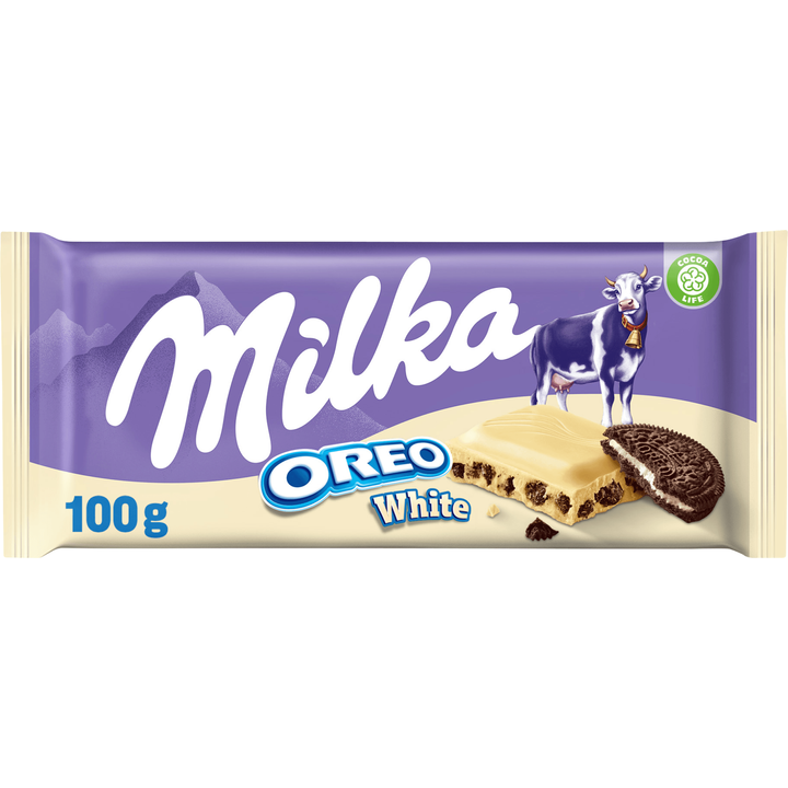 Milka Chocoladereep witte chocolade en Oreo 100 g