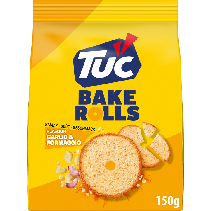 LU TUC TUC Bake Rolls Crackers Garlic & Formaggio 150 g