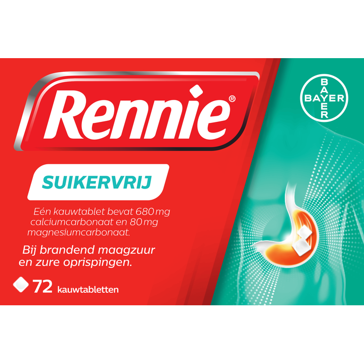 Rennie Maagbeschermer Suikervrij 72 Kauwtablet