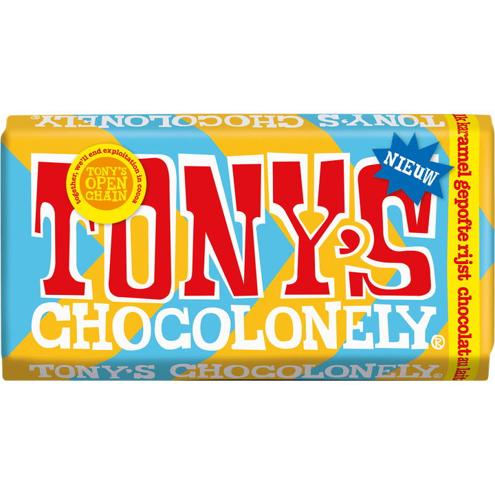 Tony's Chocolonely Melk Karamel Gepofte Rijst 180 g
