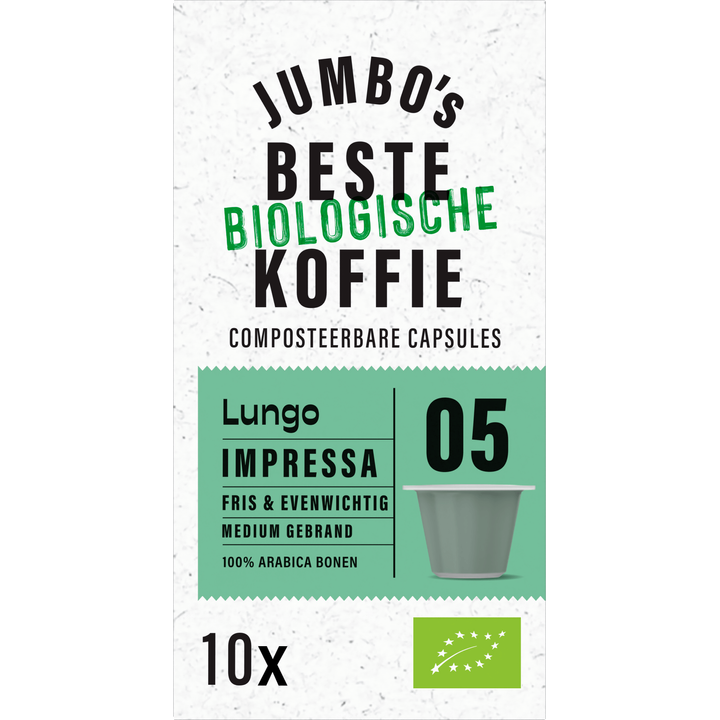 Jumbo's Biologische Koffiecups 05 Lungo Impressa 10 Stuks