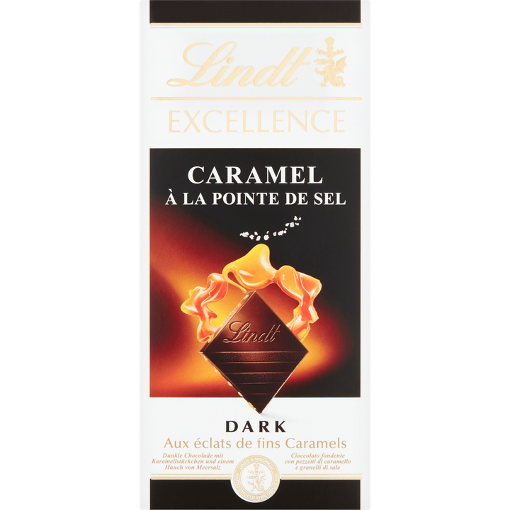 Lindt EXCELLENCE Karamel Zeezout pure chocoladereep 100 gram