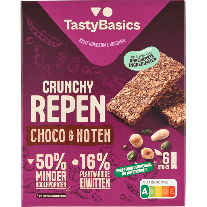 TastyBasics Repen Choco en Noten 6 Stuks