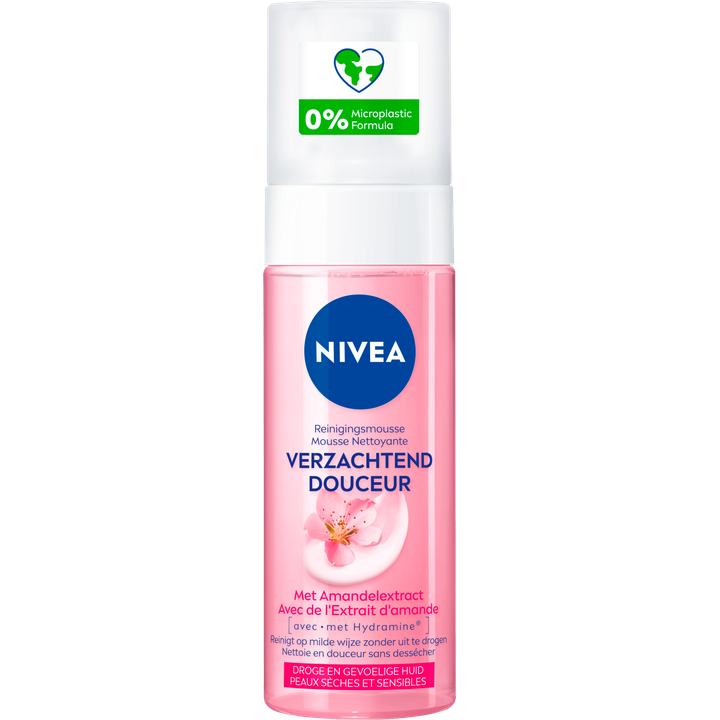 NIVEA Verzachtende Reinigingsmousse - Gezichtsreiniger - Amandelolie - Face Wash - Hydramine - Voor de droge en gevoelige huid