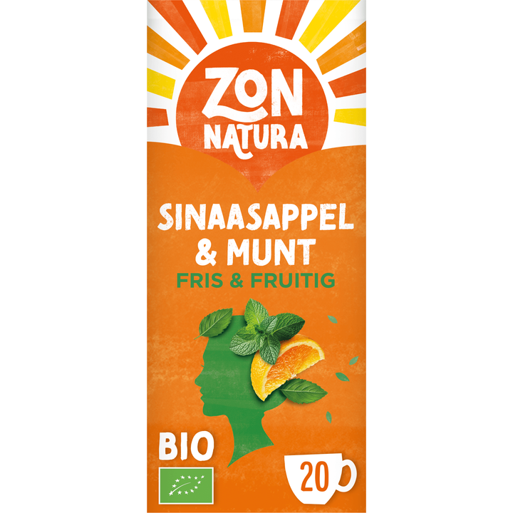 Zonnatura Bio Sinaasappel & Munt 20 Zakjes 34 g