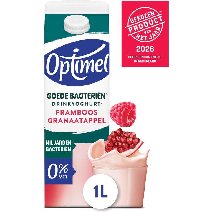 Optimel Goede Bacteriën Drinkyoghurt Framboos Granaatappel 0% Vet 1L