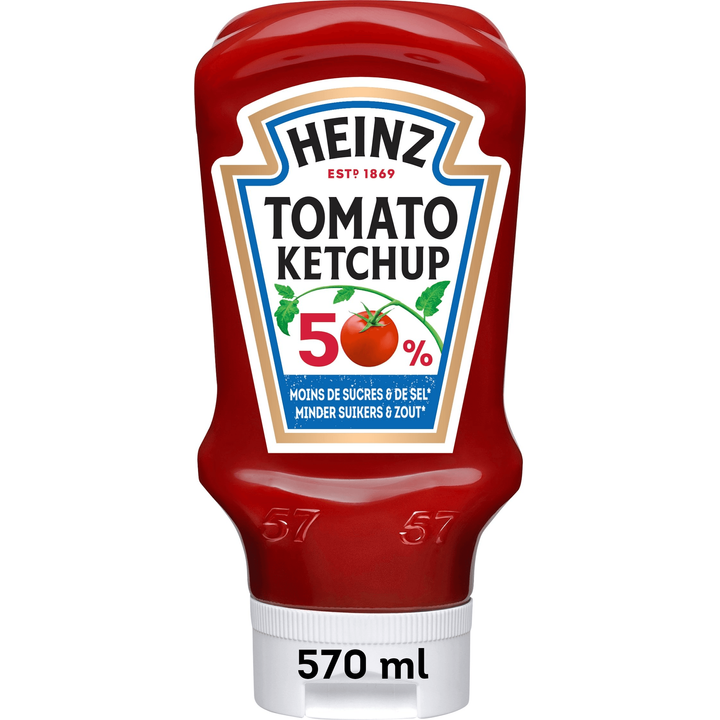Heinz Tomaten Ketchup 50% Minder Suikers & Zout 570 ml