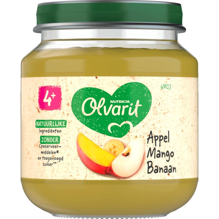 Olvarit Appel Mango Banaan 4+ Maanden 125 g