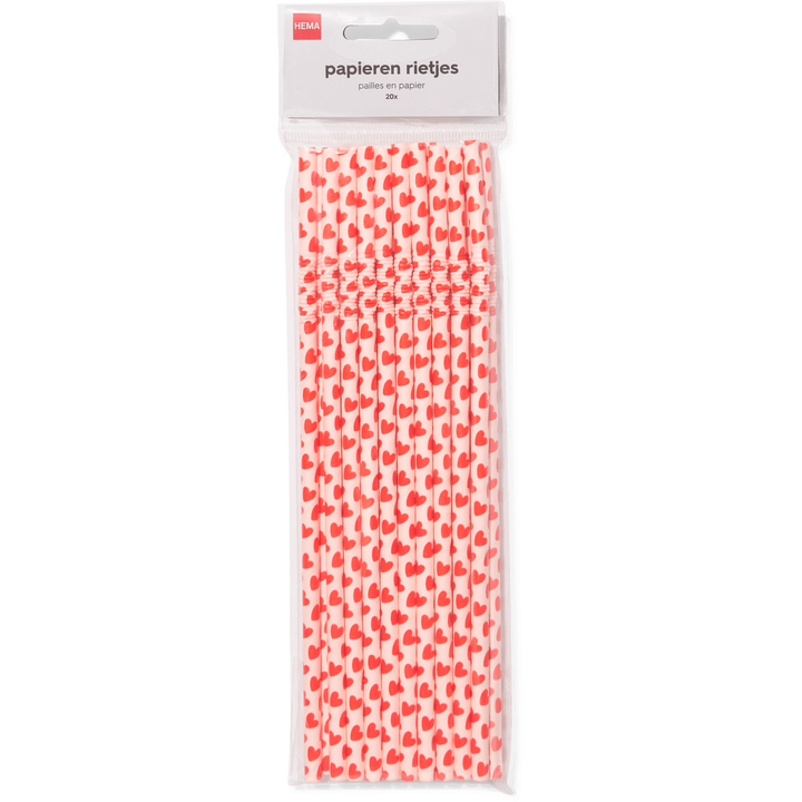 Papieren Rietjes Hartjes 20 Stuks