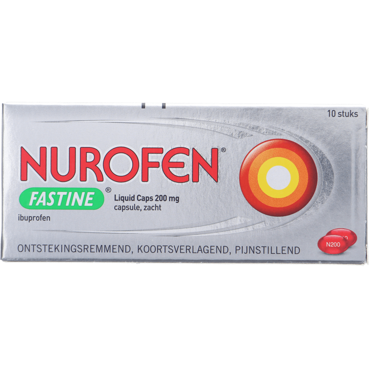 Nurofen Ibuprofen Fastine liquid caps 200 mg, 10 stuks