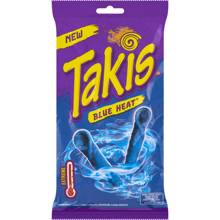 Takis Blue Heat Seasoned Chilli and Lime Flavour Corn Snack 100 g