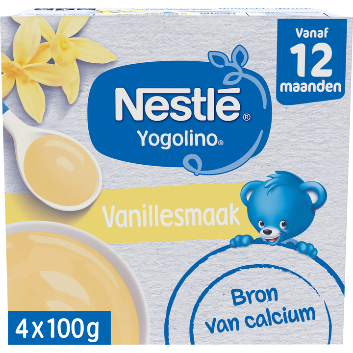 Nestlé Yogolino® Vanillesmaak 12+ maanden baby toetje 4 x 100 g